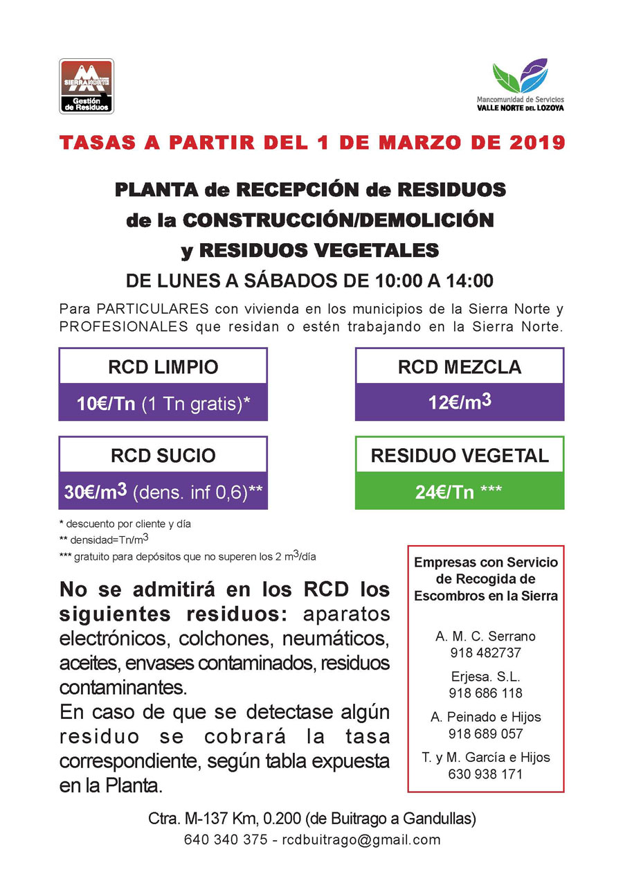 cartel tasas RCD 2019 1