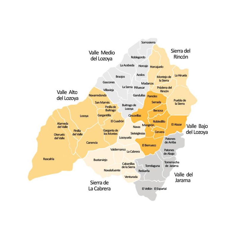 Mapa municipios Mancomunidad servicios Valle Norte del Lozoya
